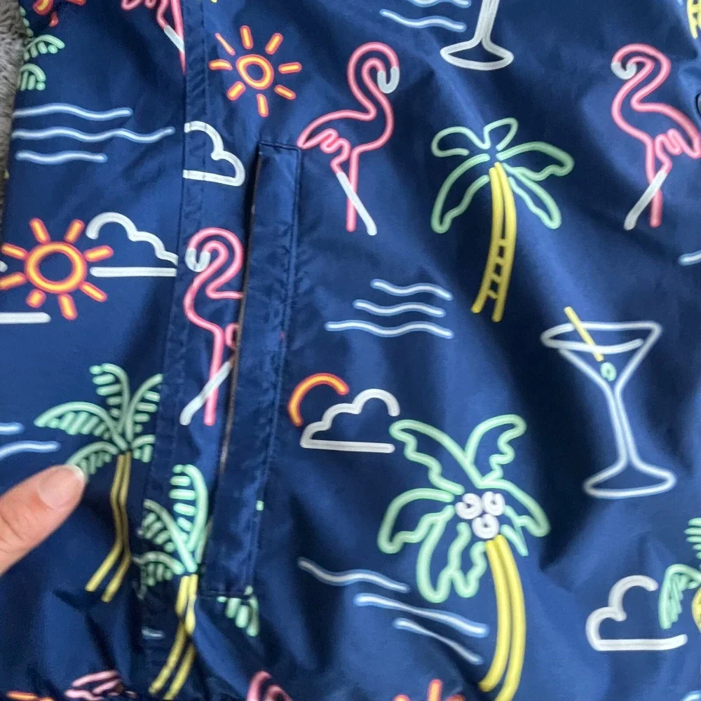 Chubbies Swim Jacket Oversized Medium Neon Y2K Flamingo Full Zip Beach 16775